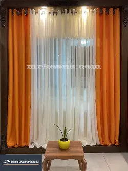 پرده آماده کتان گارنت نارنجی