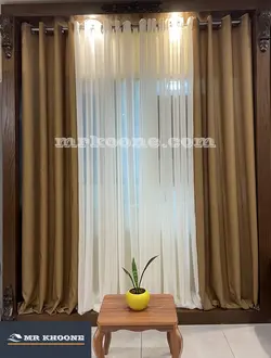 پرده آماده کتان گارنت نسکافه ای
