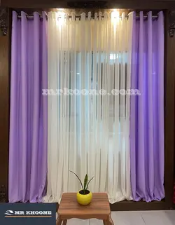 پرده آماده کتان گارنت یاسی