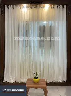 پرده آماده کتان گارنت سفید