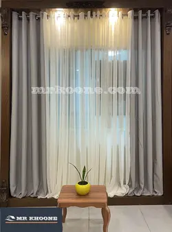 پرده آماده کتان گارنت طوسی