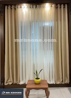 پرده آماده کتان گارنت کرم