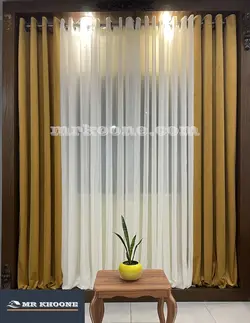 پرده آماده مخمل گارنت خردلی