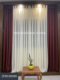 پرده آماده مخمل گارنت زرشکی