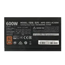پاور 600 وات کولرمستر Cooler Master MWE BRONZE 600W Stock