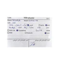 اس اس دی گیگابایت GIGABYTE M.2 G325E1TB NVME 1TB استوک با گارانتی تا ژوئن 2026