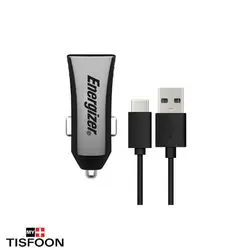 کار شارژر برند انرجایزر + کابل تایپ QC3 type c black | c