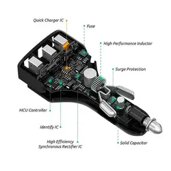 شارژر فندکی پرومیت | قیمت و خرید شارژر ماشین promate QC3