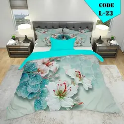 روتختی سه بعدی ساتن ابریشم ترک طرح گلدار - کد 23