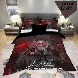 روتختی سه بعدی ساتن ابریشم ترک طرح چهره - کد 47