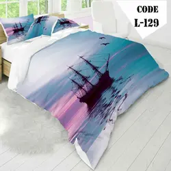 روتختی سه بعدی ساتن ابریشم ترک طرح طبیعت - کد 129