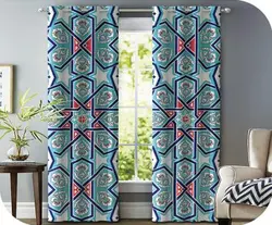 پرده چاپی طرح کاشی سنتی - کد 455