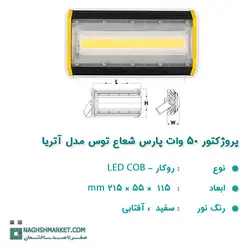 قیمت پروژکتور ۵۰ وات LED COB پارس شعاع توس مدل آتریا | نقش مارکت