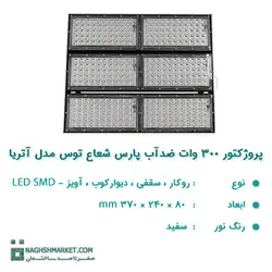 پروژکتور 300 وات LED SMD ضدآب پارس شعاع توس مدل آتریا