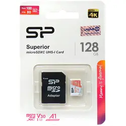 خرید کارت حافظه 128 گیگابایت 100MBps سیلیکون پاور Superior با آداپتور - نارستان