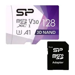 خرید کارت حافظه microSDXC سیلیکون پاور مدل Superior Pro کلاس ۱۰ استاندارد UHS-I U3 سرعت ۱۰۰MBps ظرفیت 128 گیگابایت به همراه آداپتور SD - نارستان