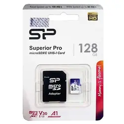 خرید کارت حافظه microSDXC سیلیکون پاور مدل Superior Pro کلاس ۱۰ استاندارد UHS-I U3 سرعت ۱۰۰MBps ظرفیت 128 گیگابایت به همراه آداپتور SD - نارستان