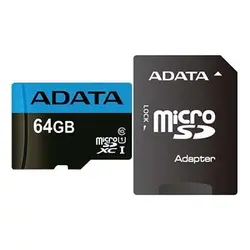 خرید کارت حافظه‌ microSDXC ای دیتا مدل Premier V10 A1 کلاس ۱۰ استاندارد UHS-I U1 سرعت ۱۰۰MBps همراه با آداپتور SD ظرفیت 64 گیگابایت - نارستان