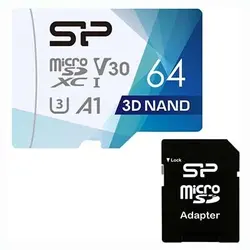 خرید کارت حافظه microSDXC سیلیکون پاور مدل Superior Pro کلاس 10 استاندارد UHS-I U3 سرعت 100MBps ظرفیت 64 گیگابایت به همراه آداپتور SD - نارستان