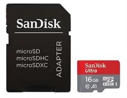 خرید کارت حافظه microSDHC سن دیسک مدل Ultra A1 کلاس 10 استاندارد UHS-I U1 سرعت 98MBps ظرفیت 16 گیگابایت به همراه آداپتور SD - نارستان