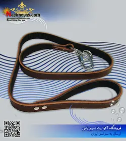 لید و بنده قلاده چرمی یک متر قهوه ای