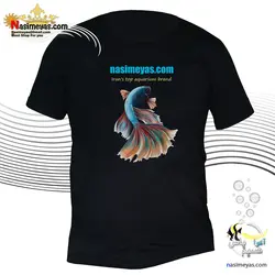 تیشرت مشکی طرح ماهی فایتر آبی نسیم یاس