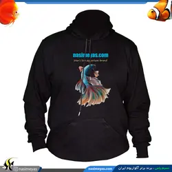 سویشرت هودی مشکی طرح ماهی فایتر آبی نسیم یاس