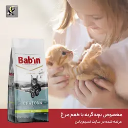 غذای خشک بچه گربه با طعم مرغ کیتن بابین