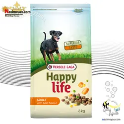 غذای سگ بالغ با طعم گوشت گاو هپی لایف بیف ورسله لاگا