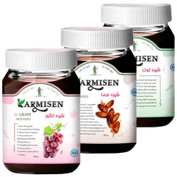 شیره انگور و خرما و توت کارمیسن - 800 گرم مجموعه 3 عددی 🟢 قیمت : 161,000 تومان - فروشگاه آنلاین نیک سرا