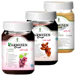 شیره انگور و شیره خرما و ارده ممتاز کارمیسن - 800 گرم مجموعه 3 عددی 🟢 قیمت : 287,000&nbsp;تومان - فروشگاه آنلاین نیک سرا