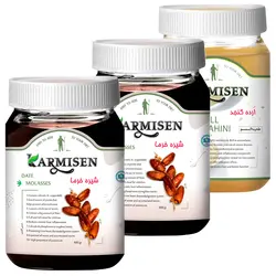 شیره خرما و ارده ممتاز کارمیسن -800 گرم مجموعه 3 عددی 🟢 قیمت : 221,000 تومان - فروشگاه آنلاین نیک سرا