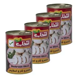 کنسرو قارچ اسلایس انتخاب - 420 گرم بسته 4 عددی 🟢 قیمت : 182,000&nbsp;تومان - فروشگاه آنلاین نیک سرا
