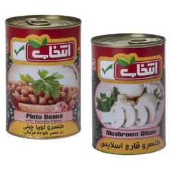 کنسرو لوبیا چیتی - 420 گرم به همراه کنسرو قارچ اسلایس انتخاب - 420 گرم 🟢 قیمت : 0 تومان - فروشگاه آنلاین نیک سرا