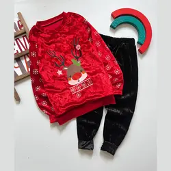 بلوز شلوار مخمل دخترانه مدل گوزن مناسب یلدا