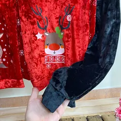 بلوز شلوار مخمل دخترانه مدل گوزن مناسب یلدا