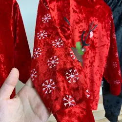 بلوز شلوار مخمل دخترانه مدل گوزن مناسب یلدا