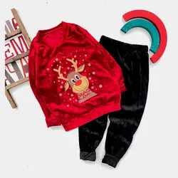 بلوز شلوار مخمل مدل گوزن مناسب یلدا