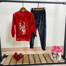 بلوز شلوار مخمل مدل گوزن مناسب یلدا