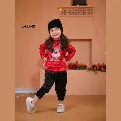 بلوز شلوار مخمل مدل گوزن مناسب یلدا