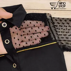 شومیز مشکی دخترانه آستین تور