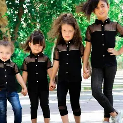 شومیز مشکی دخترانه آستین تور