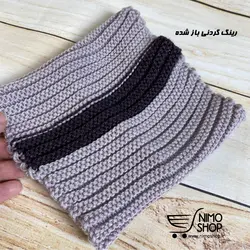 کلاه گوش گیر بافت با رینگ گردنی بچه گانه پوم دار