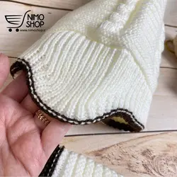 کلاه گوش گیر بافت با رینگ گردنی بچه گانه پوم دار