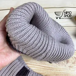 کلاه گوش گیر بافت با رینگ گردنی بچه گانه پوم دار