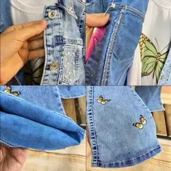 سه تیکه جین دخترانه مدل پروانه