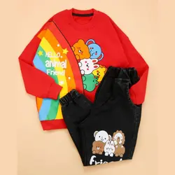 ست بلوز شلوار لی فانتزی مدل رنگین کمان