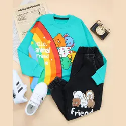 ست بلوز شلوار لی فانتزی مدل رنگین کمان