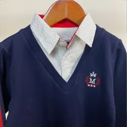 بلوز دو یقه کراواتی پسرانه