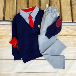 بلوز دو یقه کراواتی پسرانه